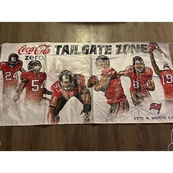 Tampa Bay Buccaneers Tailgate Man Cave Canvas  Coke Zero Large Banner 68”x34 - Picture 1 of 10
